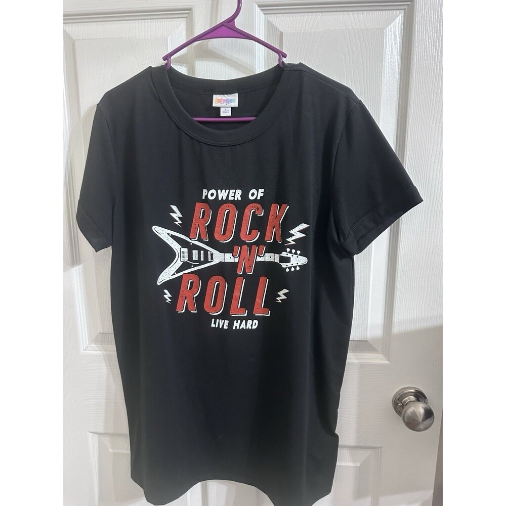 LuluRoe Women’s Graphic Rock N Roll Live Hard Cotton T-Shirt NWT